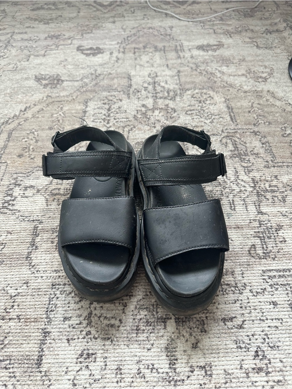 Dr. Martens Black Leather Platform Sandals